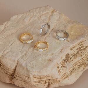 Dainty Opal & CZ Huggie Hoop Earrings - Gold-Plated